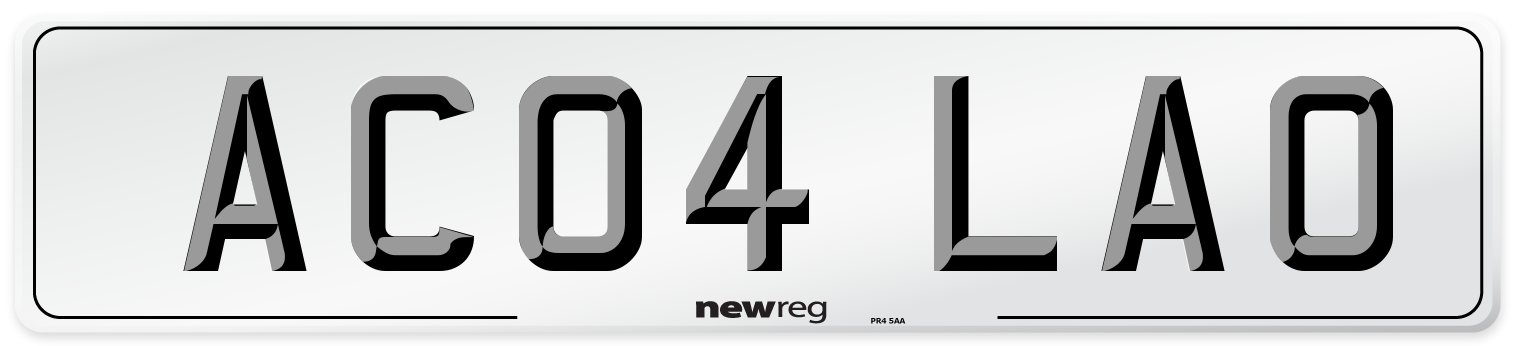 AC04 LAO Number Plate from New Reg